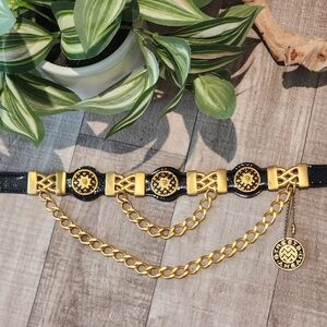 Streets Ahead Etruscan Revival Medallion Belt w/Black Strap & Chain Size Medium